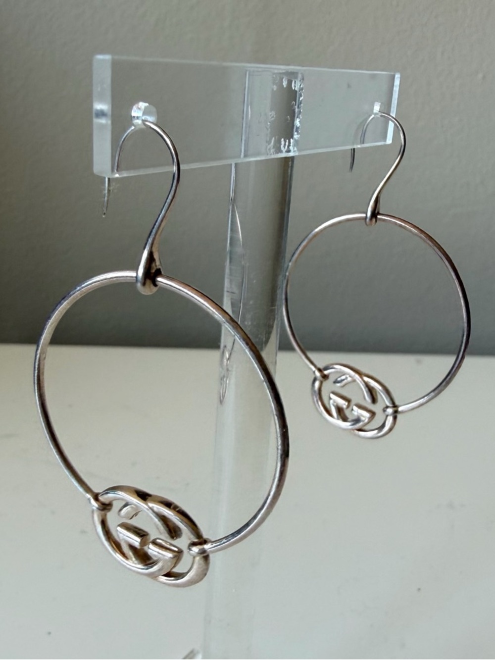 GUCCI Silver authentic‎ hoop earrings Silver